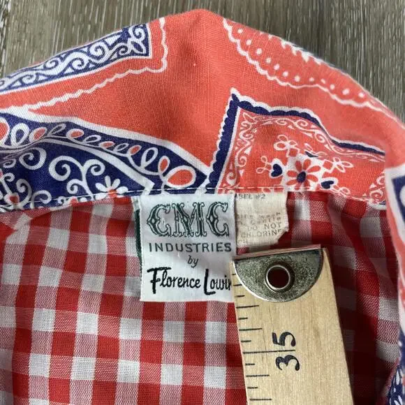 Vintage 70s Daisy Patchwork Point Collar Pocket Blouse Small See Measurements - Picture 3 of 10